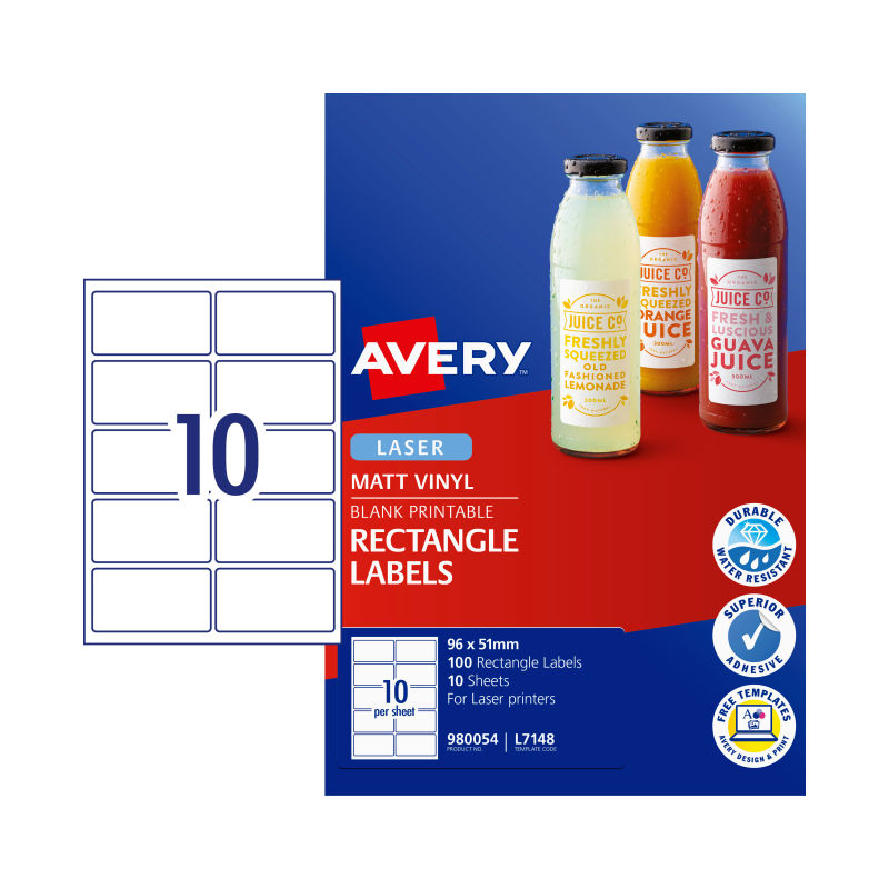 Avery Labels L7148 10 Sheets