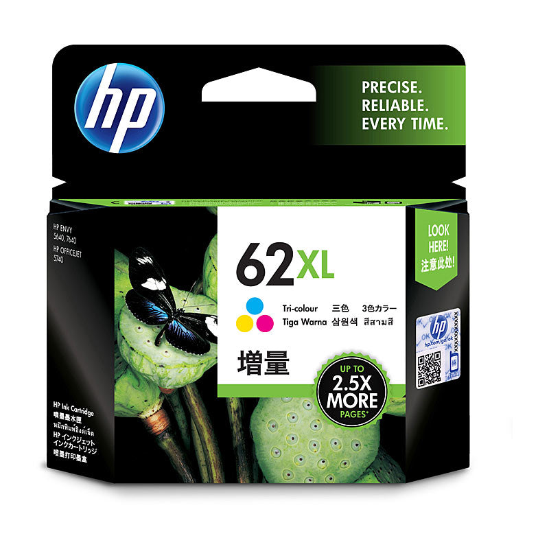 Hp #62XL Tri Colour High Yield Ink Cartridge